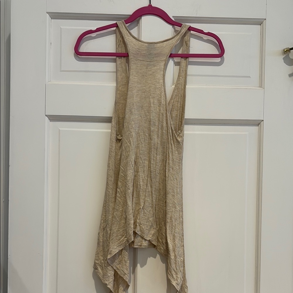 Beige Sleeveless Women's Tank Top with Racer Back - Picture 4 of 4